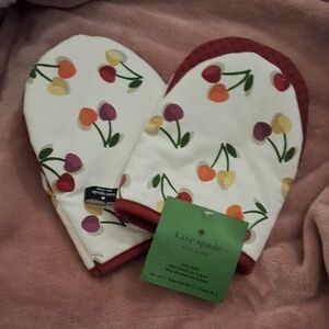 Kate Spade Kids Mittens with Cherry Print - Red and Cream